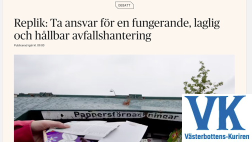 REPLIK I Debatten KRING AVFALL i västerbotten kuriren